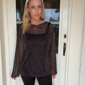 Sheer Black Glitter Top